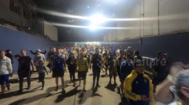 Fans of the Boca Junior team leaving the Allianz Parque stadium, after the 4-2 victory over Palmeiras on penalties