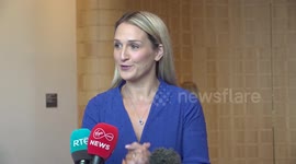 Helen McEntee speaks about new citizens who Ireland welcomes in Dublin, Ireland