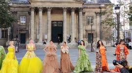 Fashion week, RVNG Couture, Paris France, rue Cambon. Street parade. 6 oct 2023