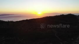 Drone video Canary islands Tenerife Vulcano El Teide Sunset in the mountains plus drone crash