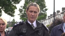 Police press conference after teenager stabbed to death in north London, UK