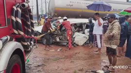 4 people killed in car collision in Myanmar's Yangon