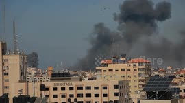 Smoke rises in Gaza Strip as Israel launches rockets following Hamas attack