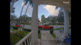 Walking Out The Door To Truck Being Wrecked
