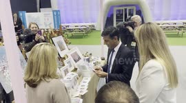 Rishi Sunak tours exhibitors' hall at Conservative Party conference in Manchester, UK
