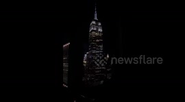 US: NYC Empire State Building Lights Up In Blue And White In Solidarity With Israel