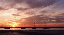 Stunning sunset in Kent, UK on unseasonably warm October day