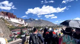Photo-op-ponents! Tourists come to blows in dispute over prime picture spot at Chinese palace