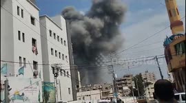 An Israeli air strike on a mosque in Gaza City ..