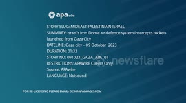 Israel's Iron Dome air defence system intercepts rockets launched from Gaza City