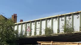 ‘Free Palestine’ graffiti appears on a pair of railway bridges in London’s Golders Green area