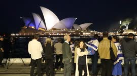 Sydney Opera House lights up in colours of Israeli flag
