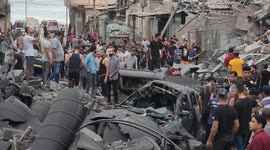 Neighbourhood destroyed as Israeli missiles strike camp west of Gaza
