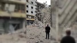 Buildings destroyed by Israeli warplanes in Gaza Strip, Palestine