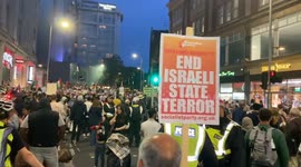 Thousands of pro-Palestine protesters gather outside Israeli embassy in London