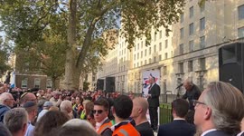 Chief Rabbi Ephraim Mirvis speaks at Westminster vigil in London, UK