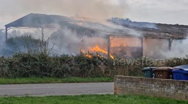 Barn fire in the small village of Arncott Oxfordshire