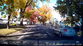 Truck with Trump Flag Runs Red Light