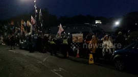 The Welsh sing their national anthem in celebration at Stradley Hotel, Wales. After the home office cancel their plans to house migrants at the Hotel