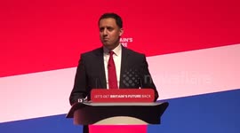 Anas Sarwar addresses the Labour Party conference in Liverpool, UK