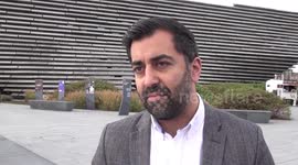 SNP leader Humza Yousaf speaks about Scottish by-election defeat during interview in Dundee, UK