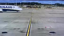Ryanair plane collides with truck while parking at London Stansted Airport
