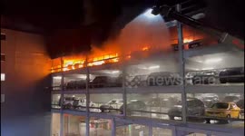 Firefighters battle to extinguish blaze at London Luton Airport