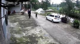 Dramatic moment car crashes into river during sharp turn in China