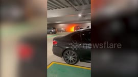 Video shows single vehicle in flames hours before Luton Airport car park partially collapsed