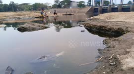 Drought Hit the Cisadane River, Tangerang, Indonesia, Residents had Difficulty Getting Clean Water