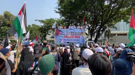 People Demonstrate in Solidarity with Palestine in front of the US Embassy in Jakarta, Indonesia