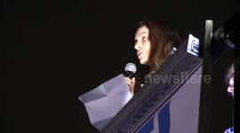 Woman Gives A Speesch at Act in Solidarity With Israel in Sao Paulo, Brazil