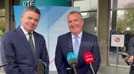 Paschal Donohoe and Michael McGrath answer questions about Budget 2024 in Dublin, Ireland