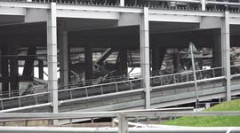 Damage following Luton Airport car park fire In London, UK
