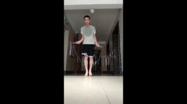 Perfect execution: standing half squat rope skipping in Guangxi, China