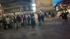 Newcastle Palestine Solidarity 'celebrate victory', Grey's Monument, Newcastle upon Tyne, 9th October 2023