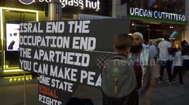 Muslim prayer at Free Palestine protest on Kensington High Street amid Israel - Gaza confrontation