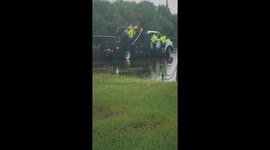 Heavy flooding in St. Augustine, Florida leads to road warnings placed by emergency crews