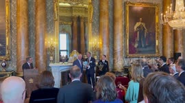 The King presents awards at Buckingham Palace in London, UK