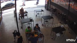 What's on the men-moo? Herd of cows wander into restaurant as locals eat lunch