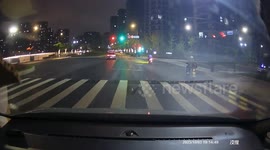 Motorbike accident in Zhejiang, China: nighttime tumble due to uneven road surface