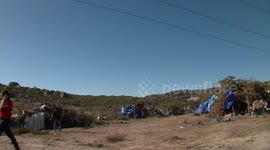 Migrants wait for immigration processing in far East San Diego County desert, USA