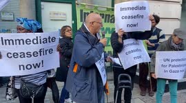 Pro-Palestine protesters gather outside Keir Starmer’s offices in Camden in response to his support of Israel