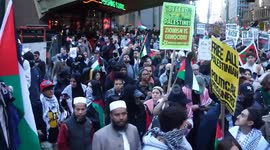 Thousands rally in New York in support of Palestinians