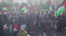 Crowds of Pro-Palestine activists stage protest in Manchester, UK