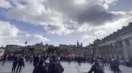 Pro-Palestine activists stage protest at The Mound, Edinburgh, UK