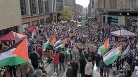 14 October 2023. Large pro Palestine rally in Glasgow, Scotland, UK