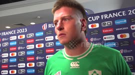 Joe McCarthy reacts to Ireland's Rugby World Cup exit in Paris, France