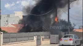 Fire and rescue teams are working at the scene in the city of Sderot after a direct hit in the courtyard of a land house.  Firefighters are scanning the apartment and neighboring apartments to rule out trapped/injured people. Firefighters are also working