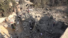 Giant craters and collapsed buildings after Israeli air strikes on Rafah, Gaza
